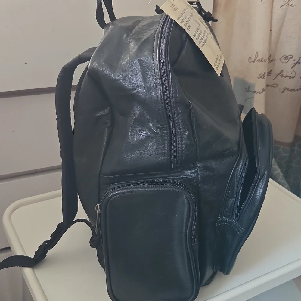 Citi Sport Black Vegan Leather Vintage Men's Moto Backpack NWT